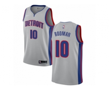 Women Nike Detroit Pistons #10 Dennis Rodman Authentic Silver NBA Jersey Statement Edition