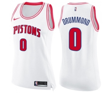 Women's Nike Detroit Pistons #0 Andre Drummond Swingman White Pink Fashion NBA Jersey