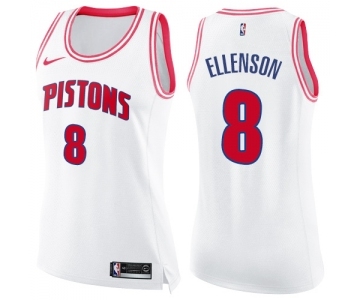 Women's Nike Detroit Pistons #8 Henry Ellenson Swingman White Pink Fashion NBA Jersey