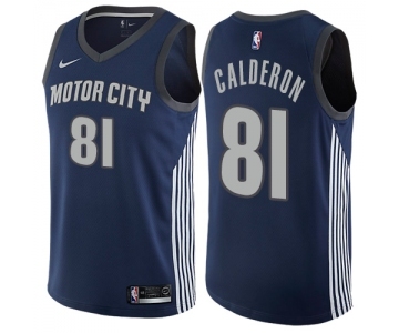 Women's Nike Detroit Pistons #81 Jose Calderon Swingman Navy Blue NBA Jersey - City Edition