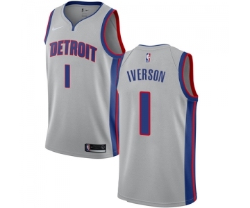 Youth Nike Detroit Pistons #1 Allen Iverson Swingman Silver NBA Jersey Statement Edition