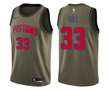 Youth Nike Detroit Pistons #33 Grant Hill Swingman Green Salute to Service NBA Jersey