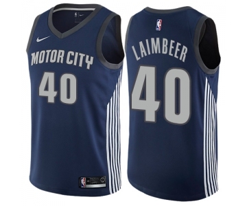 Youth Nike Detroit Pistons #40 Bill Laimbeer Swingman Navy Blue NBA Jersey - City Edition
