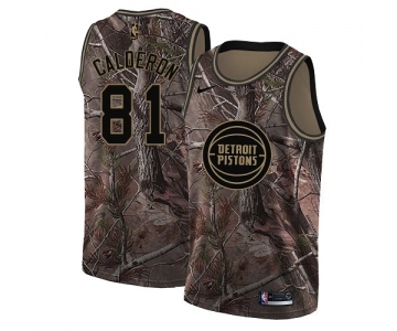 Youth Nike Detroit Pistons #81 Jose Calderon Swingman Camo Realtree Collection NBA Jersey