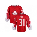Men Adidas Team Canada #31 Carey Price Red 2016 World Cup Ice Hockey Jersey