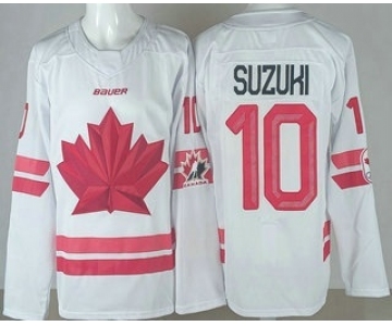 Men's Canada #10 Nick Suzuki White 2026 Olympics Authentic Jersey