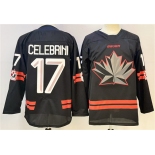 Men's Canada Hockey #17 Macklin Celebrini Black Stitched Jersey