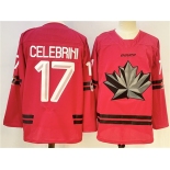 Men's Canada Hockey #17 Macklin Celebrini Red Stitched Jersey