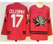 Men's Canada Hockey #17 Macklin Celebrini Red Stitched Jersey