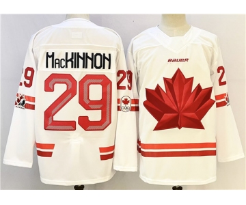 Men's Canada Hockey #29 Nathan MacKinnon White Stitched Jersey