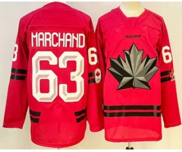 Men's Canada Hockey #63 Brad Marchand Red 2026 Olympics Authentic Jersey