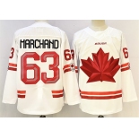 Men's Canada Hockey #63 Brad Marchand White Stitched Jersey