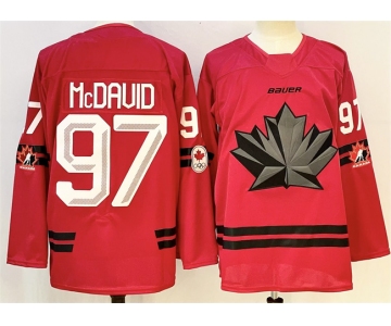 Men's Canada Hockey #97 Connor McDavid Red Stitched Jersey