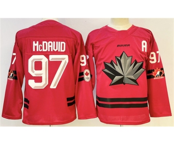 Men's Canada Hockey #97 Connor McDavid Red With A Patch Stitched Jersey