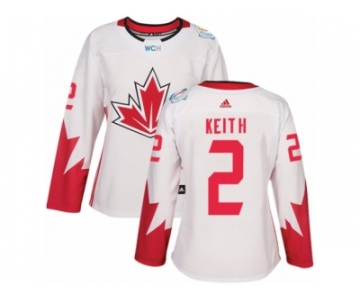 Women's Adidas Team Canada #2 Duncan Keith Premier White Home 2016 World Cup Hockey Jersey