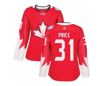 Women's Adidas Team Canada #31 Carey Price Premier Red Away 2016 World Cup Hockey Jersey