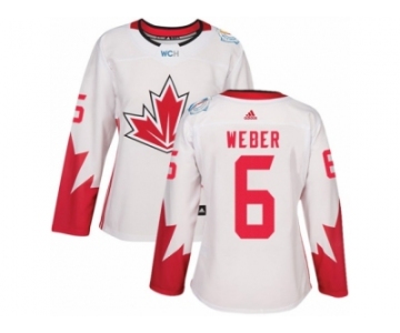 Women's Adidas Team Canada #6 Shea Weber Authentic White Home 2016 World Cup Hockey Jersey