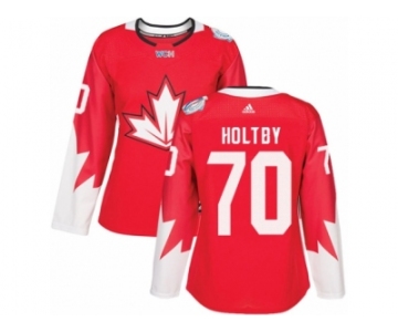 Women's Adidas Team Canada #70 Braden Holtby Premier Red Away 2016 World Cup Hockey Jersey