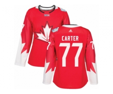 Women's Adidas Team Canada #77 Jeff Carter Authentic Red Away 2016 World Cup Hockey Jersey