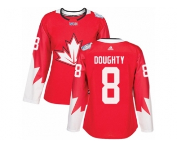 Women's Adidas Team Canada #8 Drew Doughty Authentic Red Away 2016 World Cup Hockey Jersey