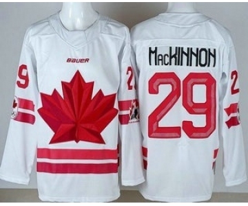 Youth Canada #29 Nathan MacKinnon White 2026 Olympics Authentic Jersey