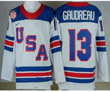 Men's USA #13 Johnny Gaudreau White 2026 olympics authentic jersey