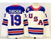Men's USA #19 Matthew Tkachuk White 2025-2026 Stitched Jersey