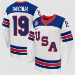 Men's USA #19 Matthew Tkachuk White 2026 Stitched Jersey Men's USA #19 Matthew Tkachuk White 2026 Stitched Jersey