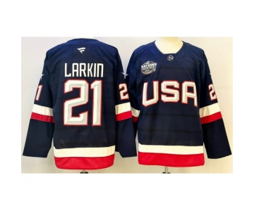 Men's USA #21 Dylan Larkin Blue 2026 Stitched Jersey