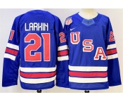 Men's USA #21 Dylan Larkin Royal 2025-2026 Stitched Jersey