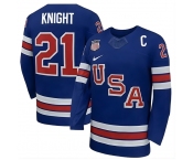 Men's USA #21 Knight Royal 2026 With C Patch Stitched Hockey Jersey