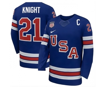 Men's USA #21 Knight Royal 2026 With C Patch Stitched Hockey Jersey