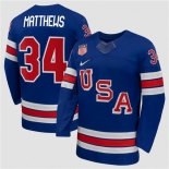 Men's USA #34 Auston Matthews Royal 2026 Stitched Jersey Men's USA #34 Auston Matthews Royal 2026 Stitched Jersey