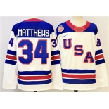 Men's USA #34 Auston Matthews White 2025-2026 Stitched Jersey