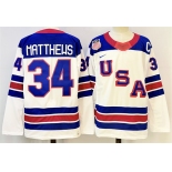Men's USA #34 Auston Matthews White 2025-2026 With C Patch Stitched Jersey Men's USA #34 Auston Matthews White 2025-2026 With C Patch Stitched Jersey