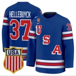 Men's USA #37 Connor Hellebuyck Home Blue 2026 Olympic Hockey Jersey