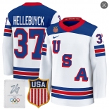 Men's USA #37 Connor Hellebuyck Home White 2026 Olympic Hockey Jersey Men's USA #37 Connor Hellebuyck Home White 2026 Olympic Hockey Jersey