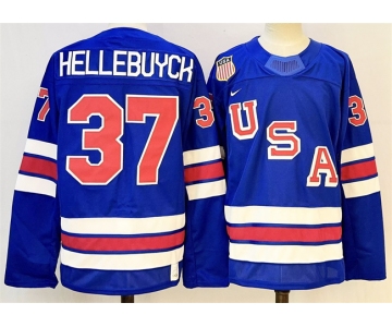 Men's USA #37 Connor Hellebuyck Royal 2025-2026 Stitched Jersey
