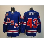 Men's USA #43 Quinn Hughes Royal 2025-2026 Stitched Jersey