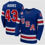Men's USA #43 Quinn Hughes Royal 2026 Stitched Jersey Men's USA #43 Quinn Hughes Royal 2026 Stitched Jersey