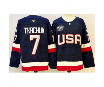 Men's USA #7 Brady Tkachuk Blue 2026 Stitched Jersey