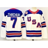 Men's USA #7 Brady Tkachuk White 2025-2026 Stitched Jersey