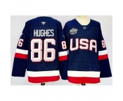 Men's USA #86 Jack Hughes Blue 2026 Stitched Jersey