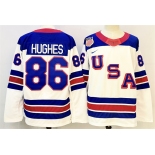 Men's USA #86 Jack Hughes White 2025-2026 Stitched Jersey