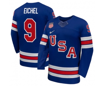 Men's USA #9 Jack Eichel Royal 2026 Stitched Jersey