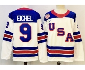 Men's USA #9 Jack Eichel White 2025-2026 Stitched Jersey