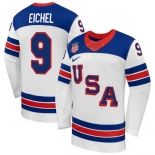 Men's USA #9 Jack Eichel White 2026 Stitched Jersey Men's USA #9 Jack Eichel White 2026 Stitched Jersey
