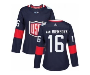 Women's Adidas Team USA #16 James van Riemsdyk Premier Navy Blue Away 2016 World Cup Hockey Jersey
