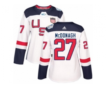 Women's Adidas Team USA #27 Ryan McDonagh Authentic White Home 2016 World Cup Hockey Jersey
