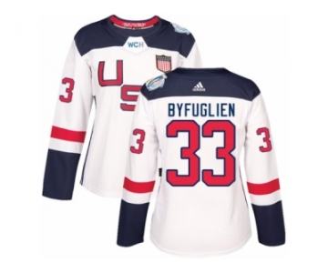 Women's Adidas Team USA #33 Dustin Byfuglien Authentic White Home 2016 World Cup Hockey Jersey